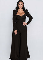 Top din stofă elastică AURA, croială tip corset cu push-up natural, negru, stil elegant pentru ținute de seară