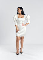 Rochie mini din tafta cu umeri supradimensionați, model ICON ENERGY, elegantă și feminină.