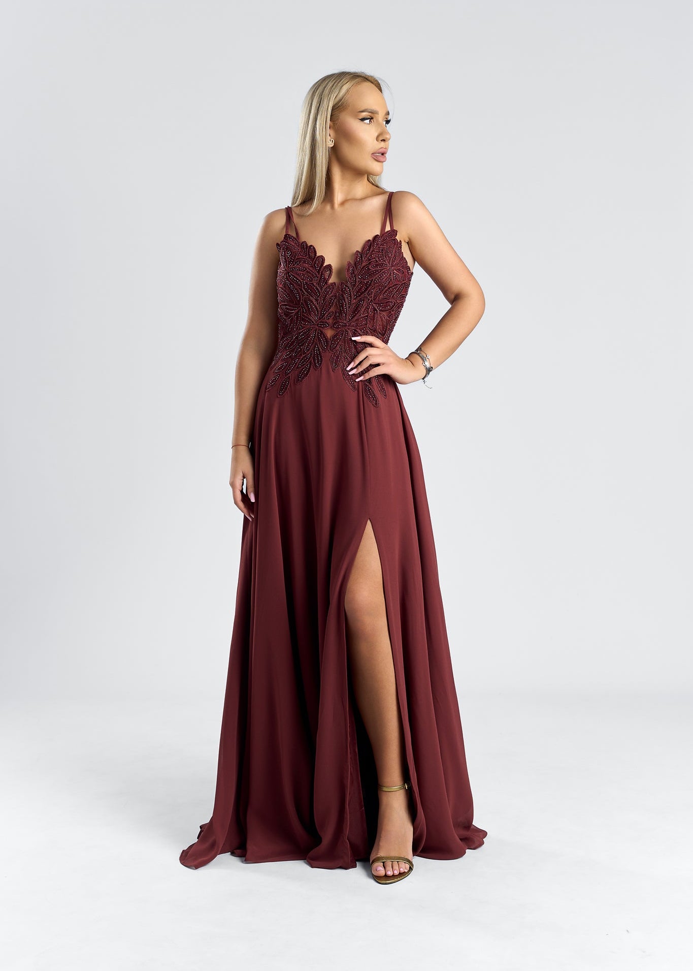 rochie din voal si dantela cu aplicatii - "SCARLET" desire dress, rochie eleganta cu detalii rafinate