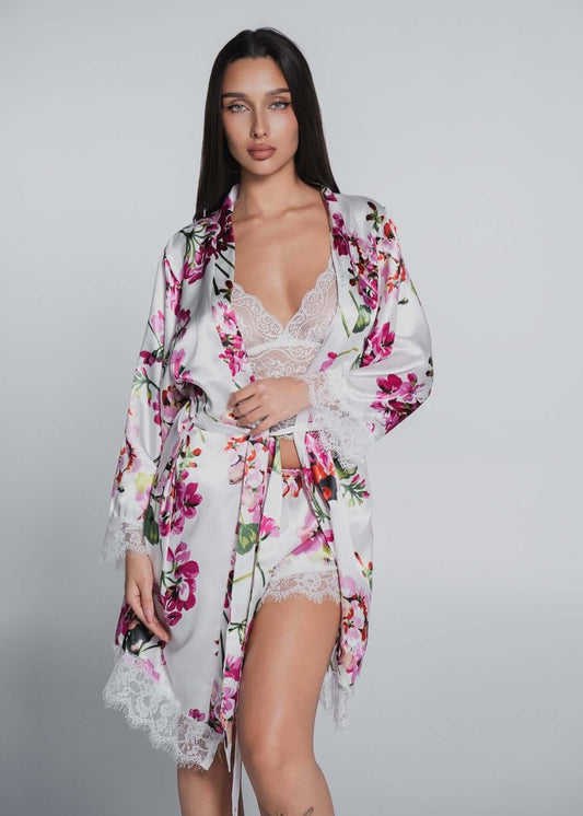 Set pijama 3 piese cu dantelă și satin SIA Homewear Sia House pentru femei elegante