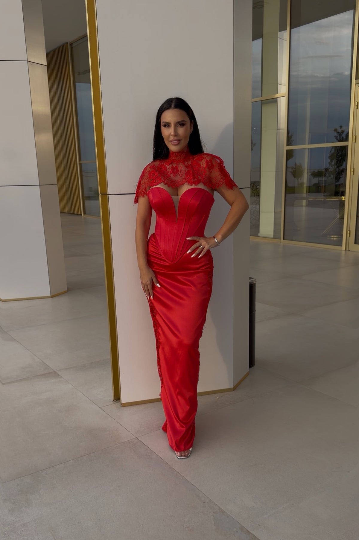 Rochie satin dantela si corset - MADAME