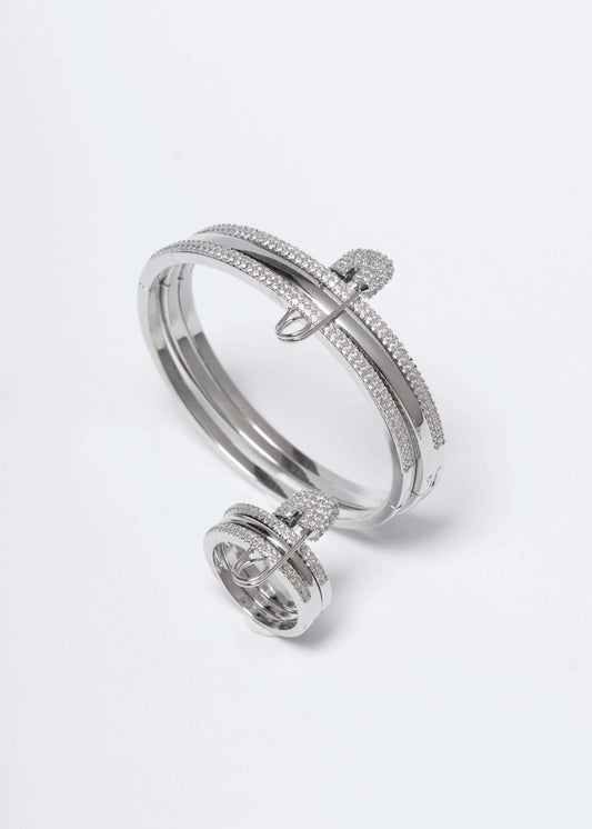 Set bijuterii bratara si inel cu ac de siguranta si cristale PIN ME - Sia House Sia House pentru femei elegante