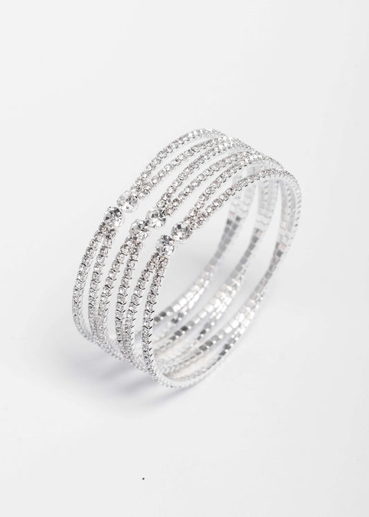 Brățara Glam Spark Argintie cu Cristale Strălucitoare Sia House pentru femei elegante