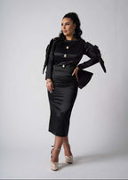 Rochie Marissa midi din satin cu fundițe 3D și cristale - Sia House Sia House pentru femei elegante