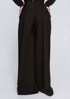 Set Aura – Top Aura + Wide Pants, pantaloni largi eleganți negri, stil rafinat