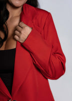 Sacou SIA Classic roșu cu croială dreaptă ușor oversize pentru ținute office și casual chic