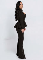 Corset SIA Empress Top negru cu umeri structurați și peplum, vedere laterală, top elegant cu susținere bust integrată