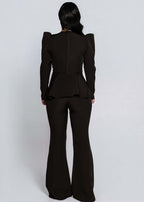 Corset SIA Empress Top negru, vedere din spate, cu umeri structurați și peplum elegant