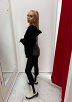 Hanorac cu spate strălucitor "MAGIC" pentru un look glam și confortabil, model damă în negru și ivory.