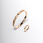 Unisex bracelet and ring set with crystals – screw luxury model | silver / gold