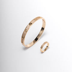 Unisex bracelet and ring set with crystals – screw luxury model | silver / gold