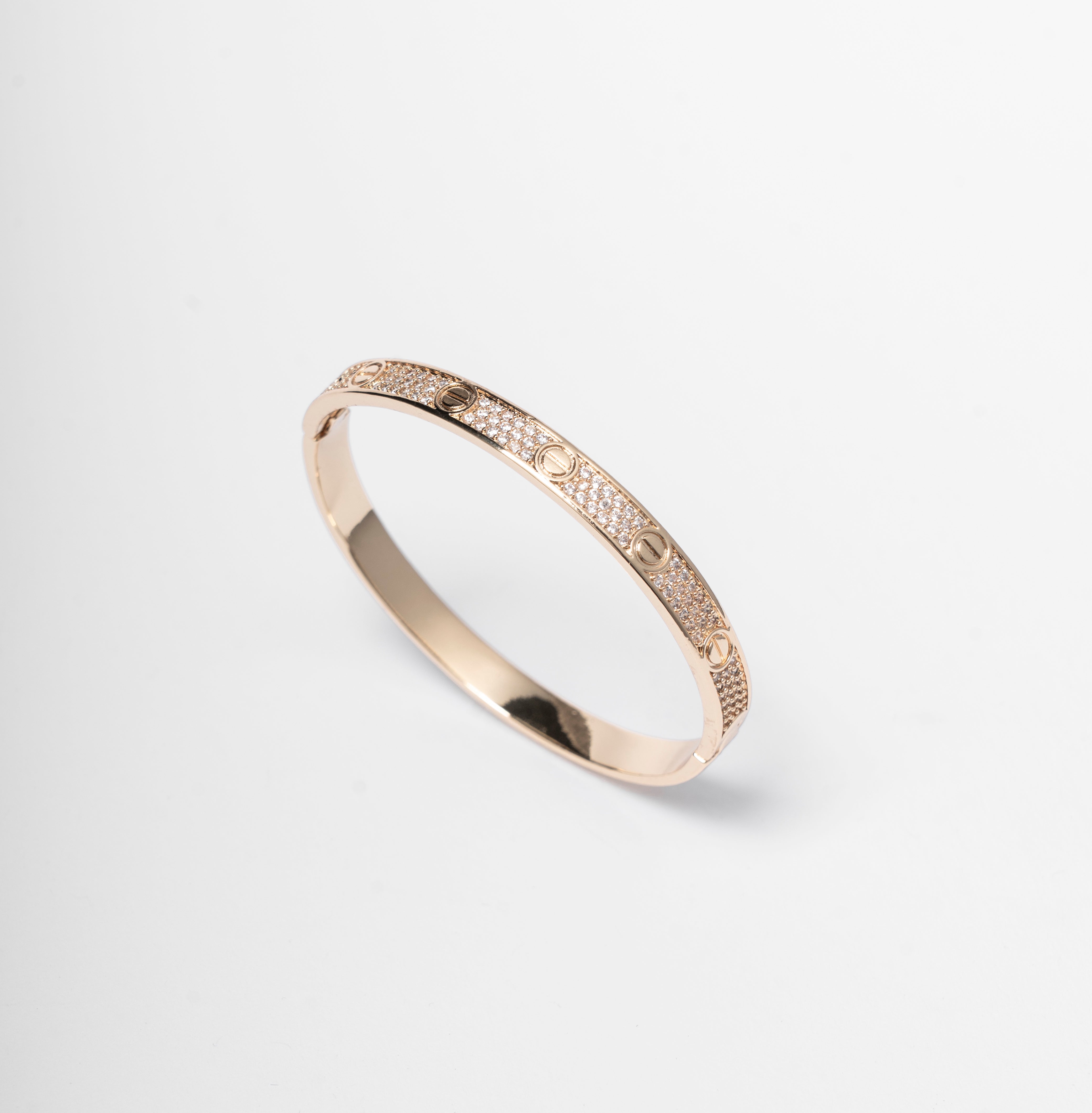 Unisex bracelet and ring set with crystals – screw luxury model | silver / gold