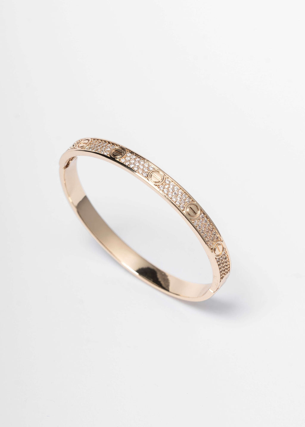 Alt Tag: Set brățară unisex tip screw cu cristale, finisaj auriu, accesoriu luxury SIA Screw Luxury Set