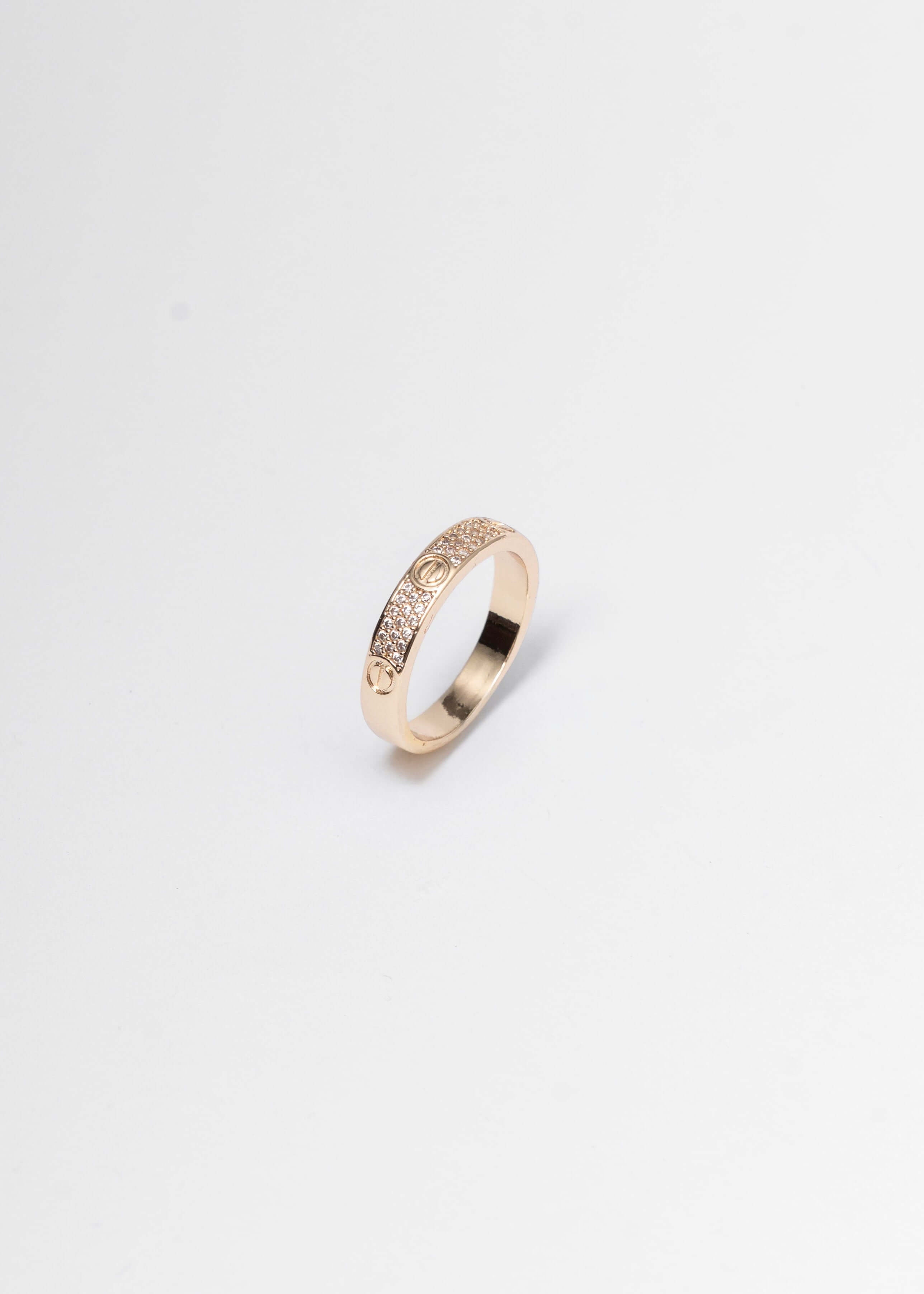 Alt Tag: Set Bratara & Inel Unisex cu Cristale – inel auriu tip screw cu cristale, Screw Luxury Set, accesoriu unisex