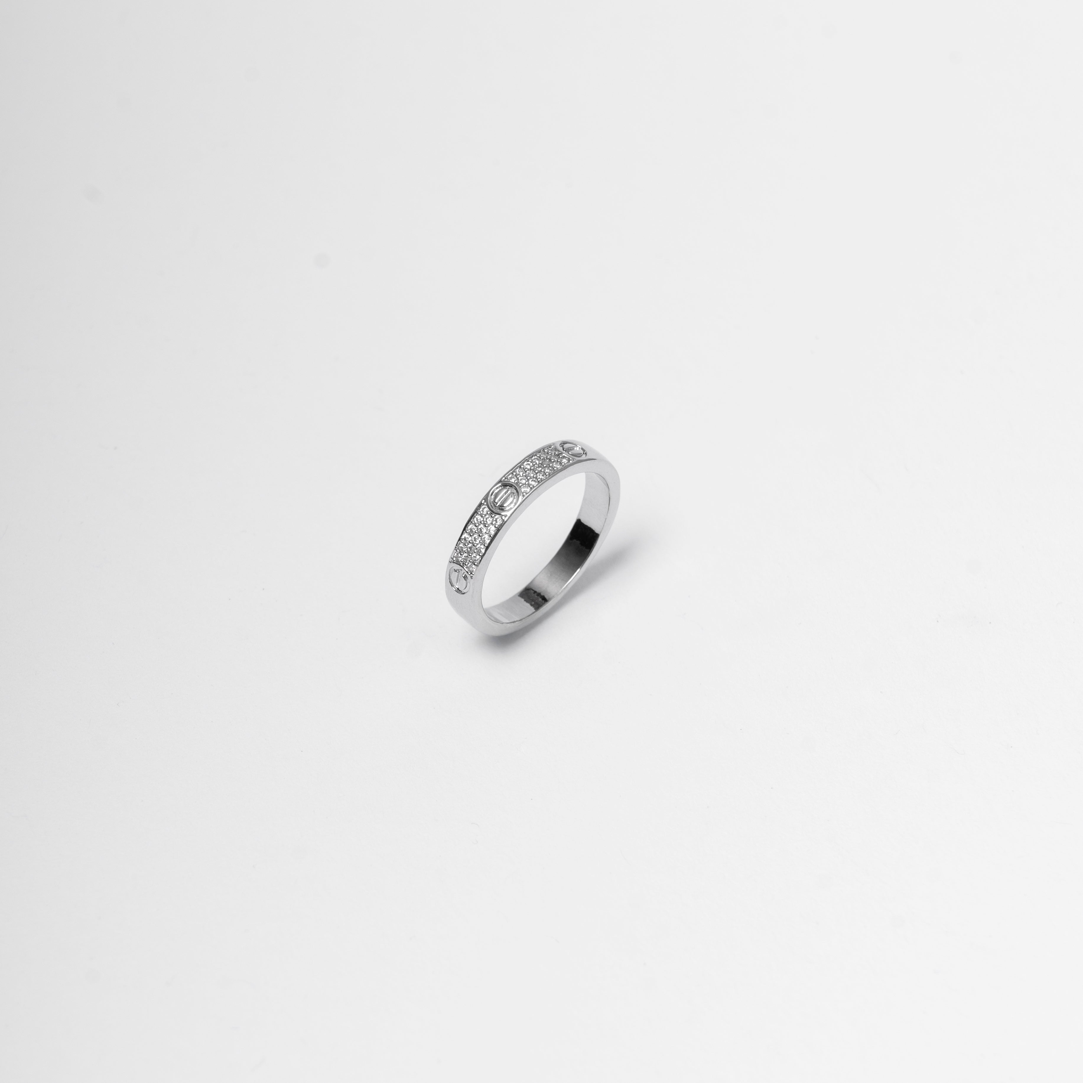 Unisex bracelet and ring set with crystals – screw luxury model | silver / gold