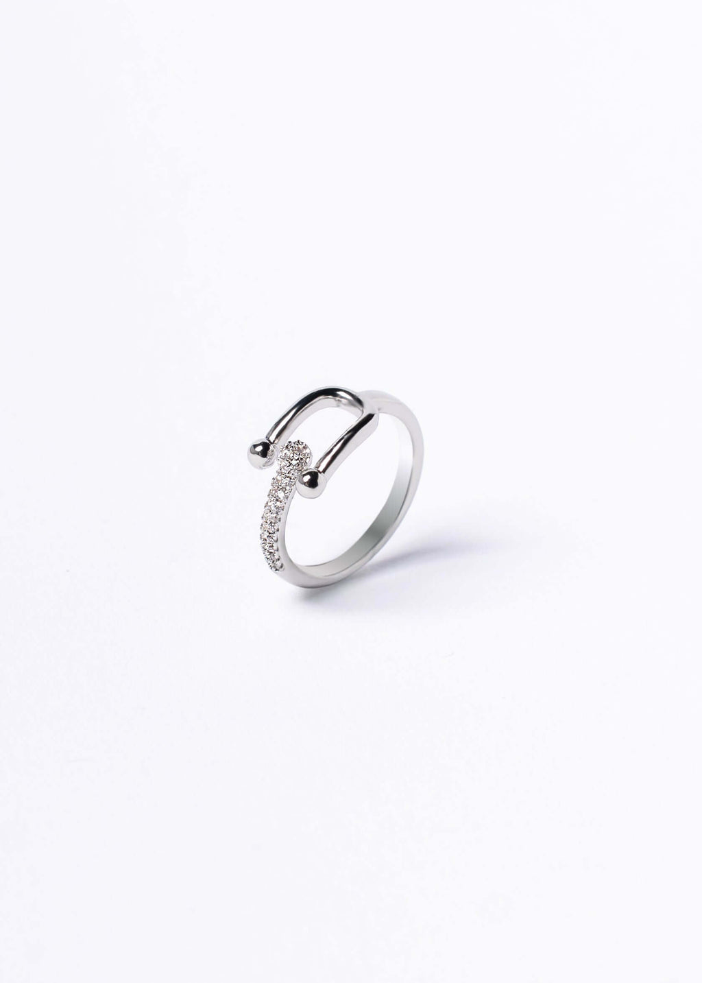 Set SIA Spark inel din oțel inoxidabil cu cristale albe, design modern ajustabil, bijuterie elegantă pentru femei