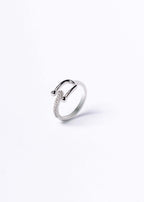 Set SIA Spark inel din oțel inoxidabil cu cristale albe, design modern ajustabil, bijuterie elegantă pentru femei