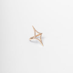 Double star statement ring with crystals – gold / silver