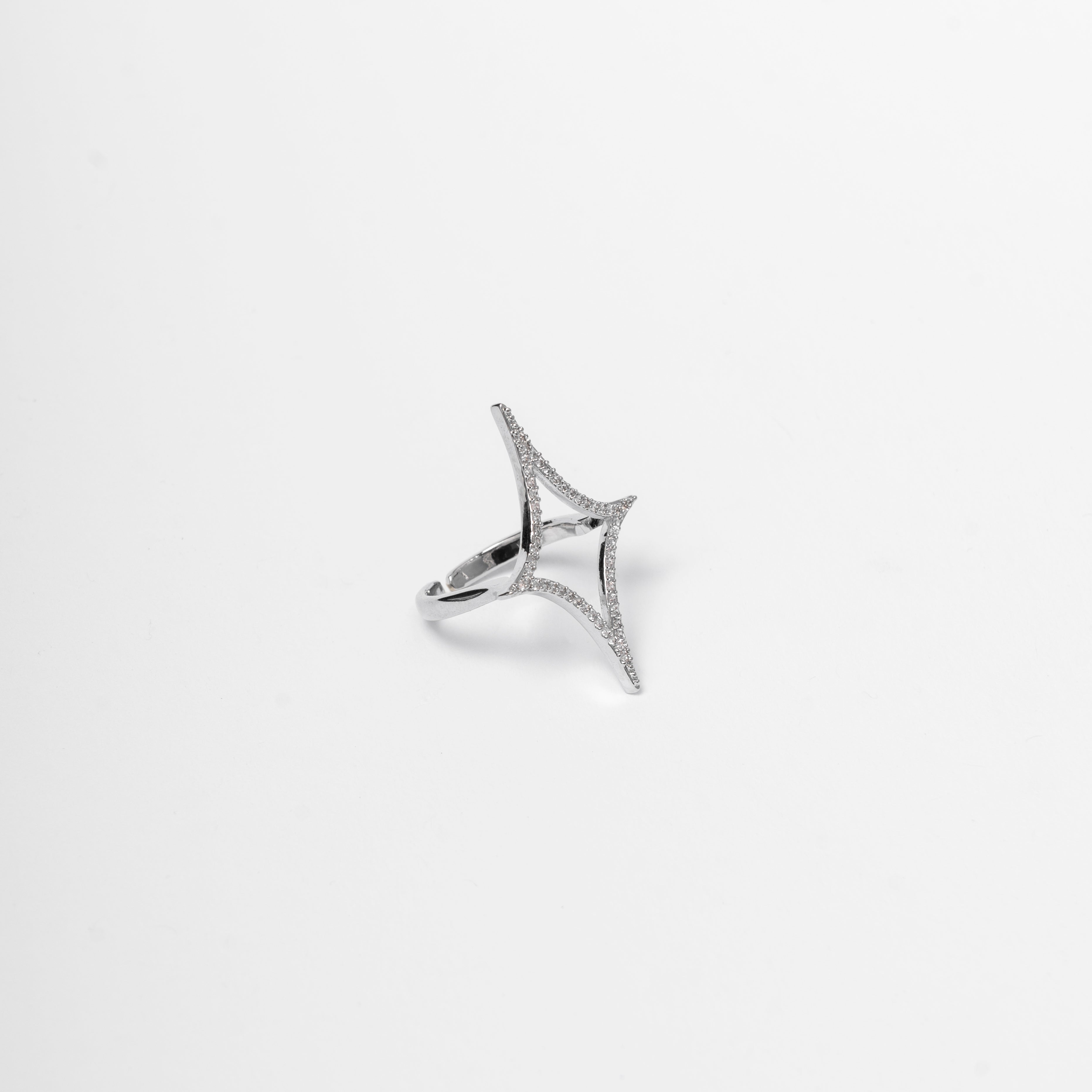 Double star statement ring with crystals – gold / silver