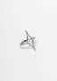 Alt Tag: Inel stea Double Star Ring, stea dublă deschisă cu cristale, inel statement argintiu, vedere laterală