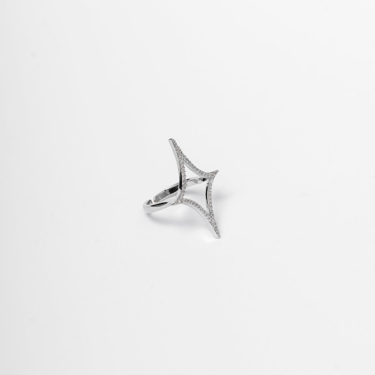 Double star statement ring with crystals – gold / silver