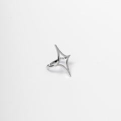 Double star statement ring with crystals – gold / silver