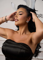 Cercei Elisa asimetrici cu cristale argintii Sia House pentru femei elegante