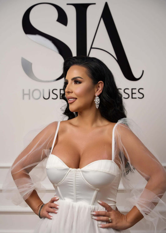 Cercei Miriam cu Perle și Cristale Argintii - Sia House Sia House pentru femei elegante