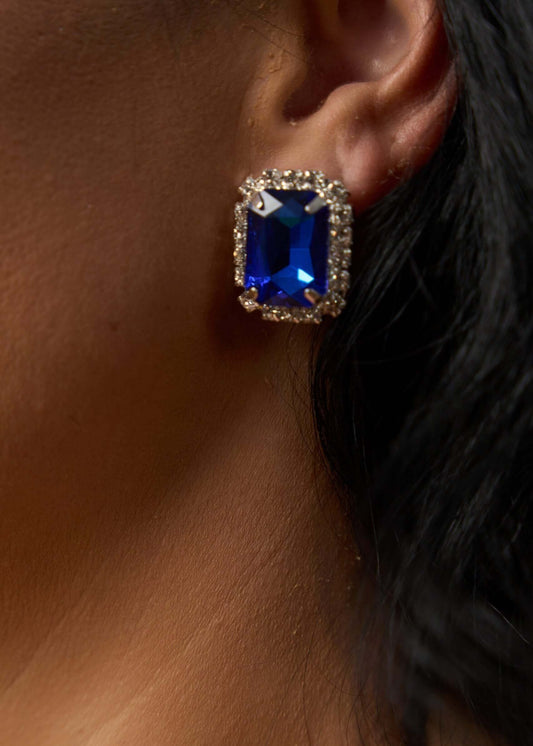 Cercei Carla cu cristal albastru regal Sia House pentru femei elegante