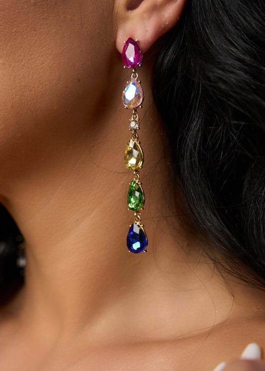 Cercei Riana eleganți cu cristale multicolore Sia House pentru femei elegante