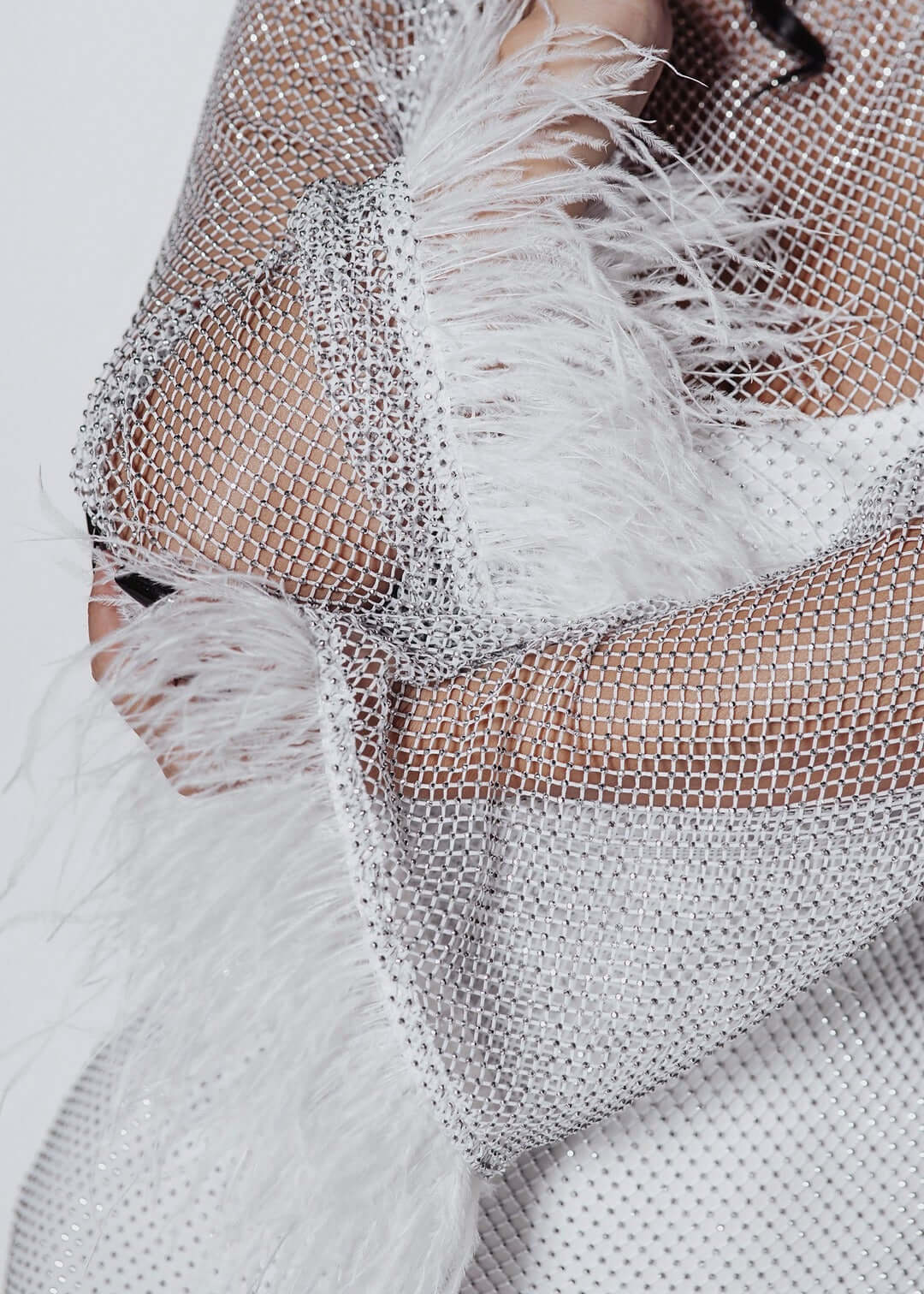 Bling Diva crystal and feather mesh dress