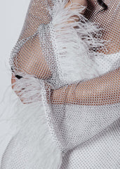 Bling Diva crystal and feather mesh dress