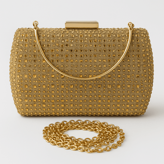 Clutch auriu cu cristale geometrice Sia House pentru femei elegante