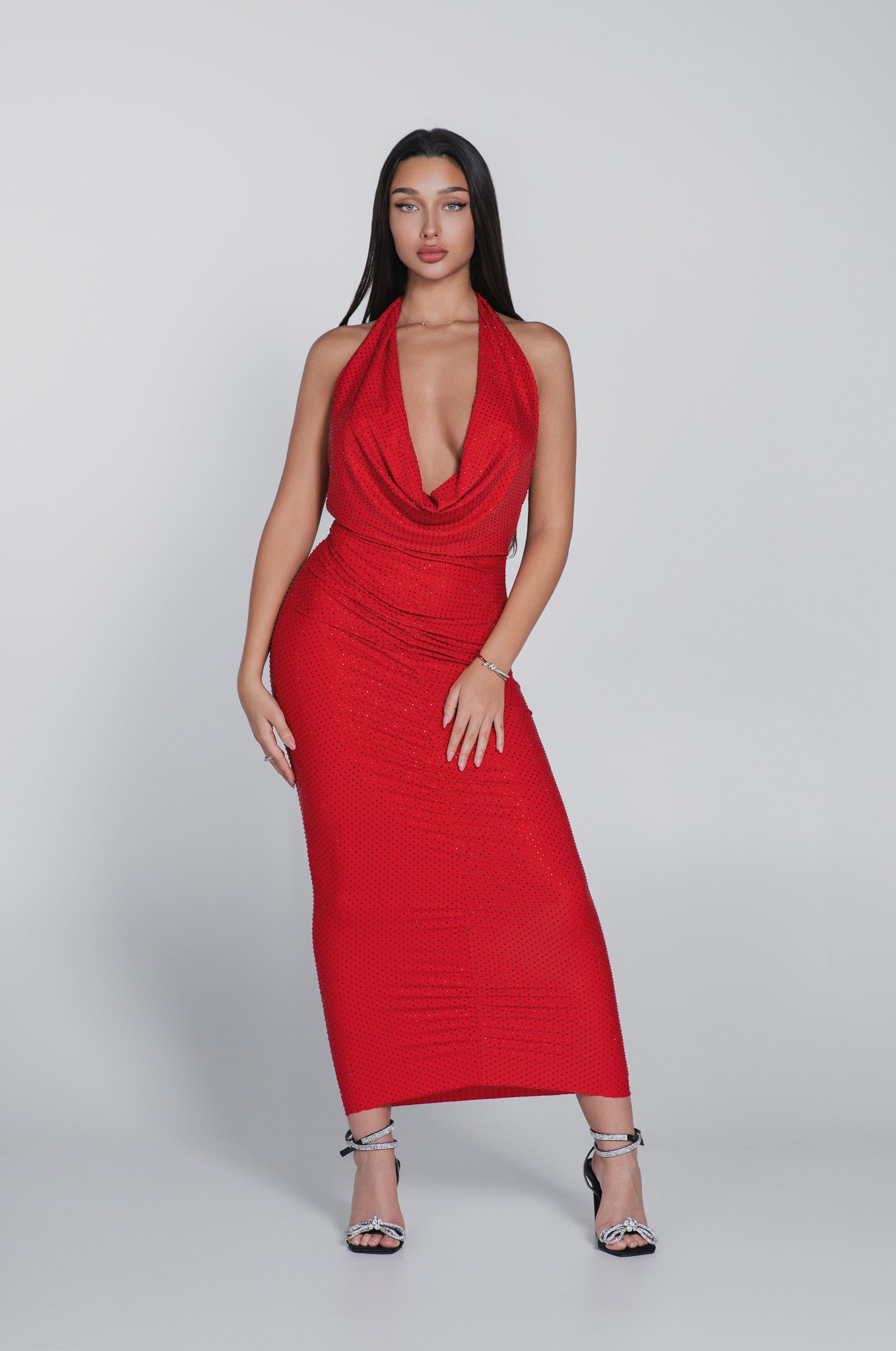 Bling Mirage crystal lycra midi dress