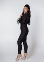 Bling Obsession crystal and feather lycra jumpsuit