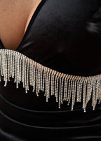 Rochie Catherine din catifea neagră cu franjuri argintii - Sia House Sia House pentru femei elegante