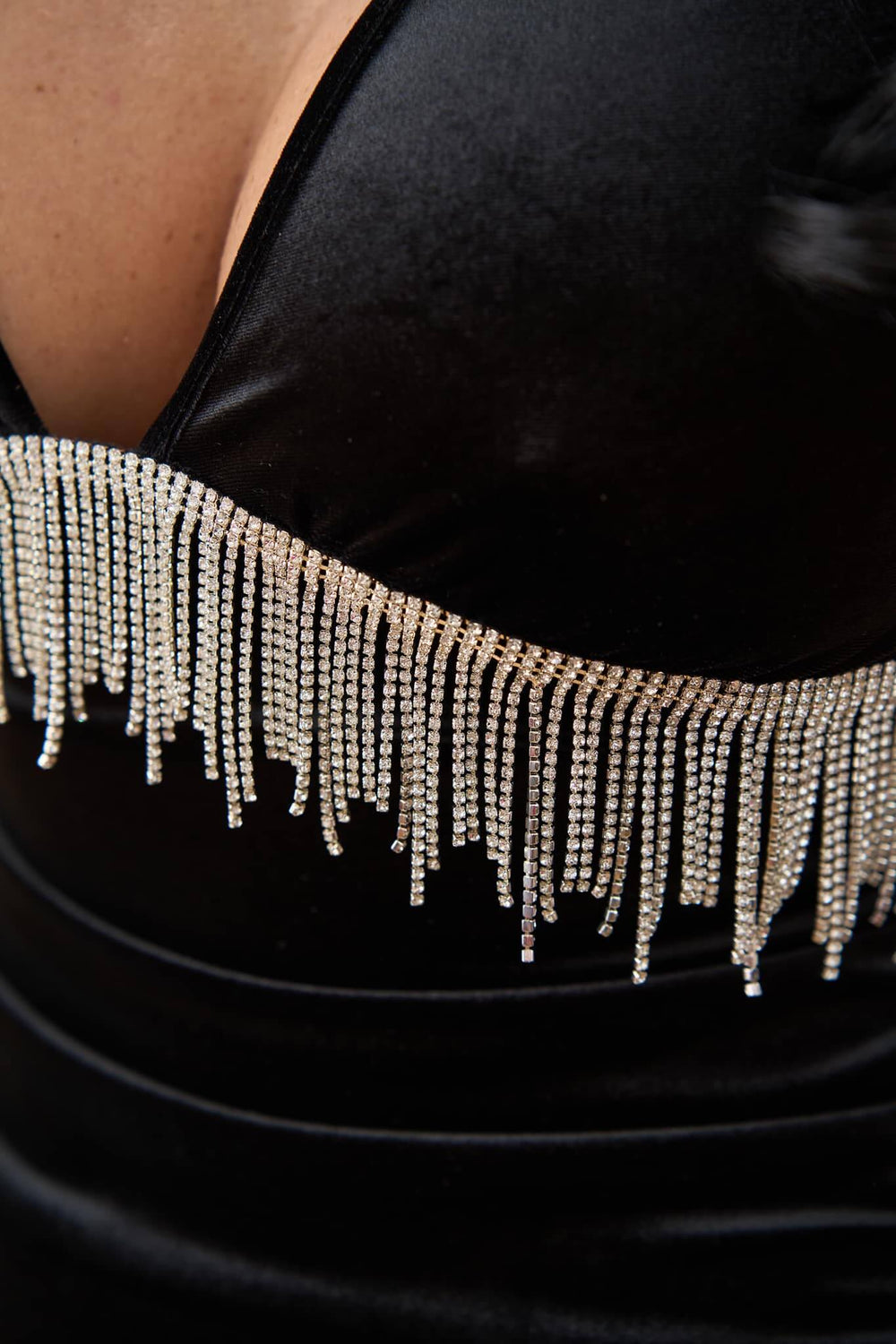 Rochie Catherine din catifea neagră cu franjuri argintii - Sia House Sia House pentru femei elegante