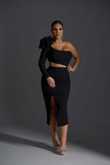 Obsidian Flame Midi Dress