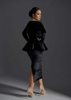 Rochie Midi Velvet Sinner din Catifea Neagră - Sia House Sia House pentru femei elegante