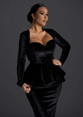 Rochie Midi Velvet Sinner din Catifea Neagră - Sia House Sia House pentru femei elegante