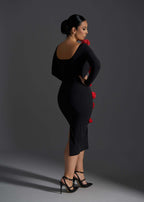 Rochie Midi Rose Affair neagră cu flori 3D Sia House Sia House pentru femei elegante