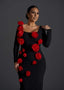 Rochie Midi Rose Affair neagră cu flori 3D Sia House Sia House pentru femei elegante