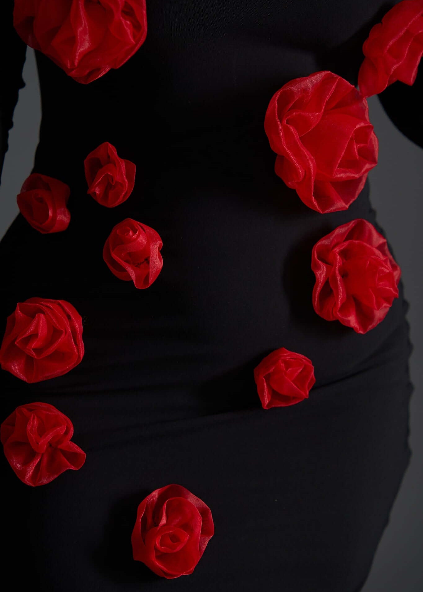 Rochie Midi Rose Affair neagră cu flori 3D Sia House Sia House pentru femei elegante