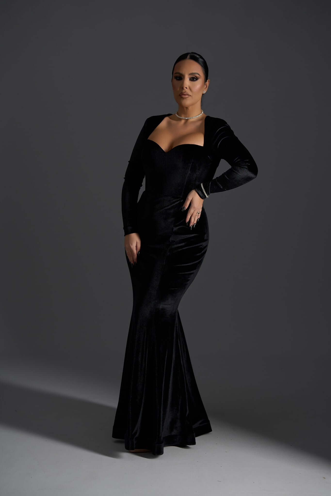 Long Velvet Noir Dress