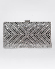 Clutch Silver Shine – plic argintiu cu cristale și model geometric